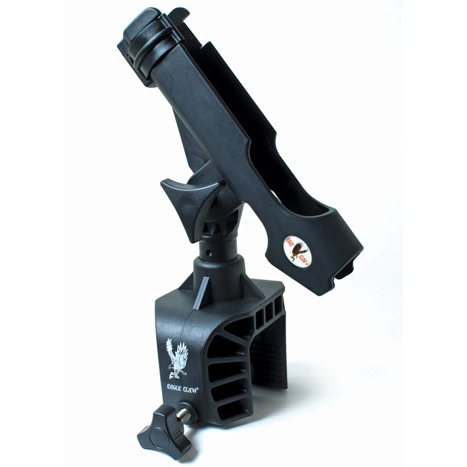 "Eagle Claw AABRH Clamp-On Aluminum Boat Rod Holder, Black Finish"