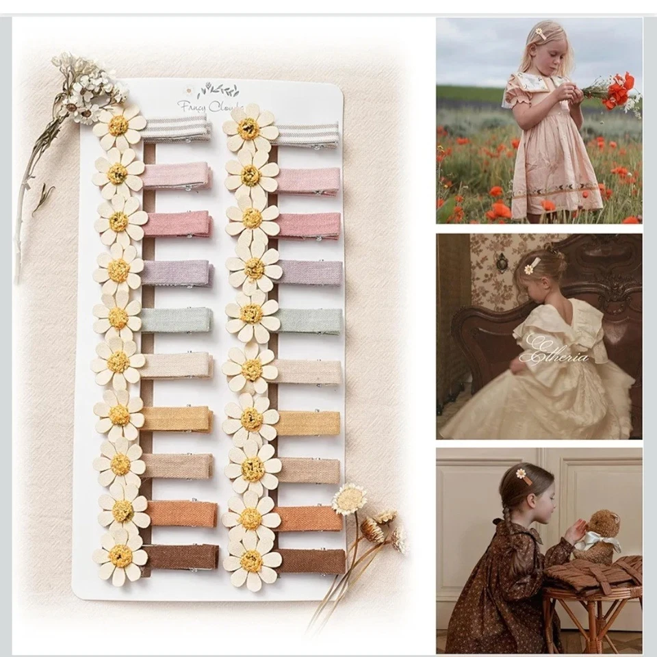 Заколки для волос для девочек женщин ясельного возраста BabyAssorted 20шт цветок ромашки ткани полный... - Изображение 1 из 4