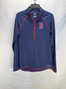 Majestic Red Sox Cool Base Pullover Quarter Zip Raglan Long Sleeve Shirt Size M - Picture 1 of 9
