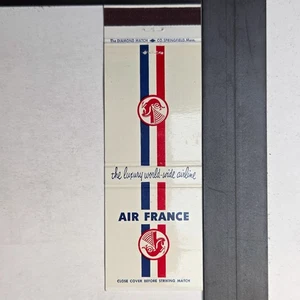 Air France Vintage 1950s Luxury Airline Red Blue Stripe Matchbook - Picture 1 of 3