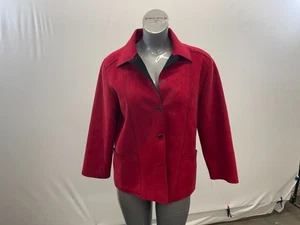 Alfred Dunner Damen Blazer Mantel rot Knopfleiste Größe 10 Petite Polyester - Bild 1 von 4