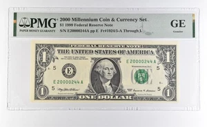 2000 Millennium Coin & Currency $1 1999 FRN Richmond VA Low Serial 244 PMG *4602 - Picture 1 of 3