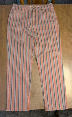 American Eagle Mom Jeans Striped Multicolor Denim High Rise Ankle 12 Stretch - Image 1 of 4