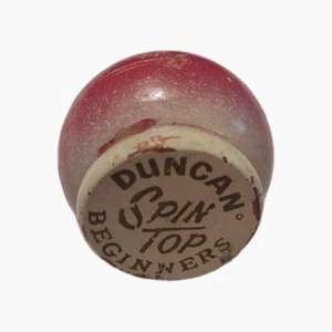 Rare Vintage 50's-60's Duncan BEGINNERS Yo Yo Toy Return Top Wood Red / White - Picture 1 of 6