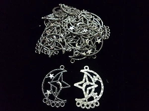 Dijes de peltre/luna y estrella de plata tibetana sin plomo - Imagen 1 de 1