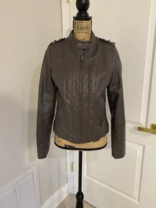 J 2 Vegan Leather zipper Jacket, Zip Pockets, small in size and charcoal color - Picture 1 of 6