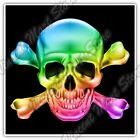 Neon Skull Crossbones Skeleton Pirate Dead Car Bumper Vinyl Sticker Decal 4.6"