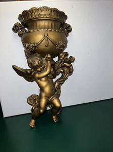 VINTAGE ENGEL CHERUB 1975 VIKTORIANISCHE GOLD WANDTASCHE HOLLYWOOD REGENCY 14 1/2" - Bild 1 von 21