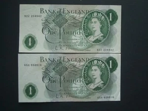 **No.2  £1 British O'Brien  65A & 92Z  'VF'+ banknotes**** - Picture 1 of 11
