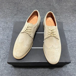 Herren Brogue Schnürschuhe formell elegant Flügelspitze echtes Wildleder Leder geschnitzt britisch - Bild 1 von 32