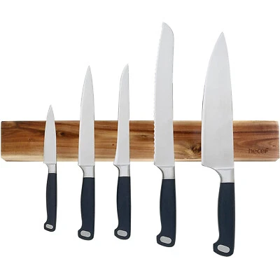 12in 30cm Magnetic Knife Strip Acacia Wood Knife Holder for All Metal Items Tool - Image 1 of 4