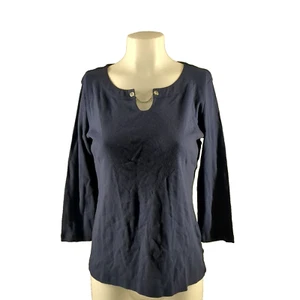 NWT KAREN SCOTT Women Top S(4-6) Blue Knit 100% Cotton 3/4 Sleeve Pullover - Picture 1 of 10