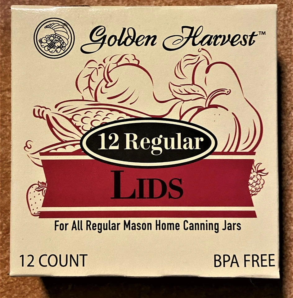 Tapas de enlatado de metal Golden Harvest frascos tamaño boca regular 12 tapas/1 cajas Foto 1 de 1
