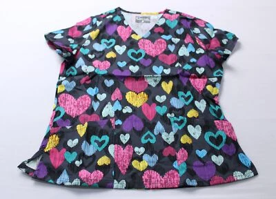 Butter-Soft Stretch Women's S/S Print Scrub Top WR4 Sweet Love Pewter Medium NWT - Изображение 1 из 3
