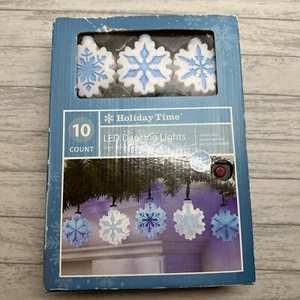 Holiday Time 10 Snowflake LED Dancing Lights Green Wire Battery Operated Indoor - Picture 1 of 10