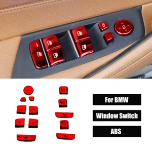 Red ABS Car Door Window Lift Switch Button Trim Cover For BMW 5 G01 G30 G38 X3 - Foto 1 di 4