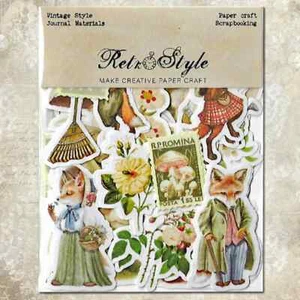 Gekleideter Fuchs Blumen Pilze Scrapbooking Planer Notizbuch Aufkleber Handwerk - Bild 1 von 2