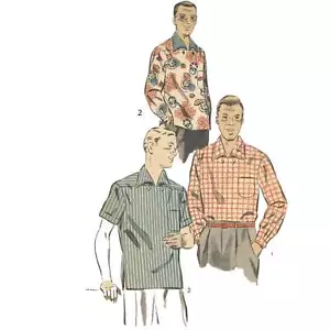 1950s Pattern, Men's Rockabilly Sports Shirts - Chest=38” (97cm) - Picture 1 of 6