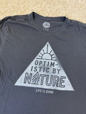 Camiseta Life Is Good Optimistic By Nature Para Hombre XL Manga Corta Calce Ajustado Foto 1 de 4