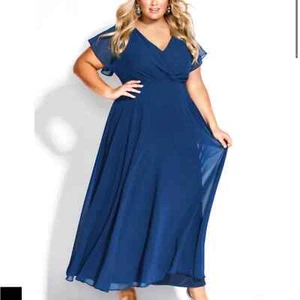 NWT City Chic Sweet Wishes Chiffon Maxi Dress in Black Size 14 - Picture 1 of 9