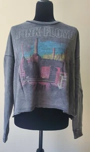 New with Tags Junk Food Womens Vintage Black Pink Floyd Crop Top Sweatshirt - Picture 1 of 3