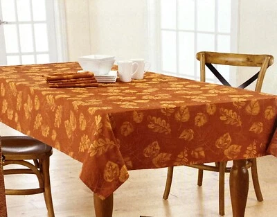 Celebrate Fall Together 60x84 Oblong Fall Foliage Thanksgiving Tablecloth NEW - Image 1 of 4