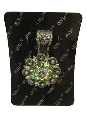 Joyería de moda occidental BHW colgante magnético con clip gris con piedras de imitación verdes Foto 1 de 4