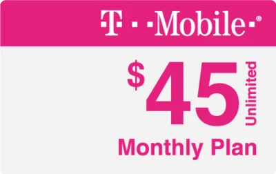 T-Mobile  Prepaid $45 Refill Top-Up Prepaid Card , AIR TIME  PIN / RECHARGE  - Image 1 of 3