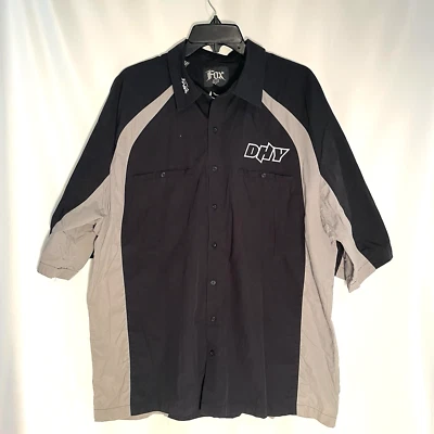 Fox Racing Shirt Mens 2XL Black Gray Short Sleeve Button Up Motorcycle Mechanics - Image 1 of 4