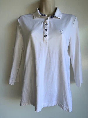 GOLFINO Women's White 3/4” Sleeve  Polo Shirt Size 10 - Image 1 of 4