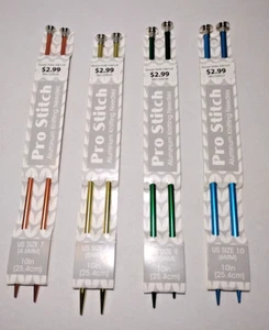 New lot of 4 aluminum knitting needles sizes 7, 8, 9 & 10 - Picture 1 of 4