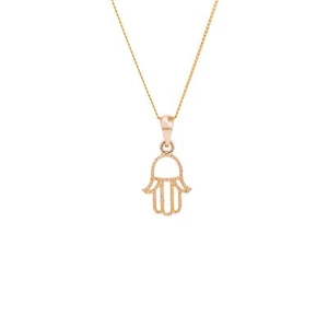 9ct Yellow Gold Hamsa Hand Pendant - Picture 1 of 3