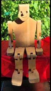 Vintage Don Ellefson Limberjack verbunden beweglich Holz Persönlichkeiten Roboter Mann 28" - Bild 1 von 6