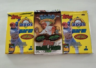 MLB Baseball 2000 Topps Opening Day 1 Pack & 2001 Topps Opening Day 2 Packs - Image 1 of 2