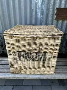 FORTNUM AND MASON TALL WICKER HAMPER BASKET F&M - NO STRAPS - Picture 1 of 7