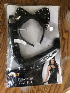 Studded Faux-Leather Goth-Punk Cat Halloween Kit Ears Tail Whiskers Choker #5573 - Picture 1 of 6
