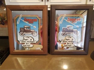 1920 Snap-On Tools Advertising Framed Wall Mirror 16”x20”. Man Cave . LOT OF 2 - Picture 1 of 12
