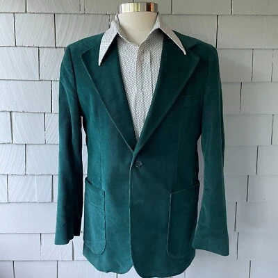 Blazer de pana verde bosque Haggar años 70 vintage para hombre con hermoso forro 42 Foto 1 de 4