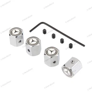 4 x Tapones Mercedes antirrobo para válvula de neumáticos rueda llanta plateados - Picture 1 of 1