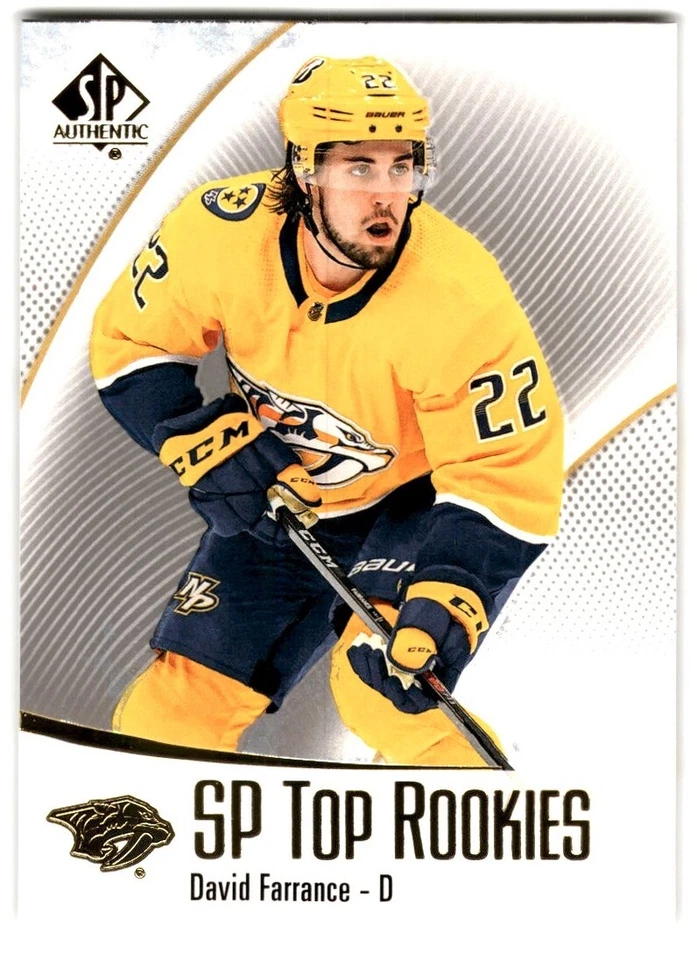 David Farrance 2021-22 SP Authentic Top Rookies Blue #TR-47 Nashville Predators - Image 1 of 2