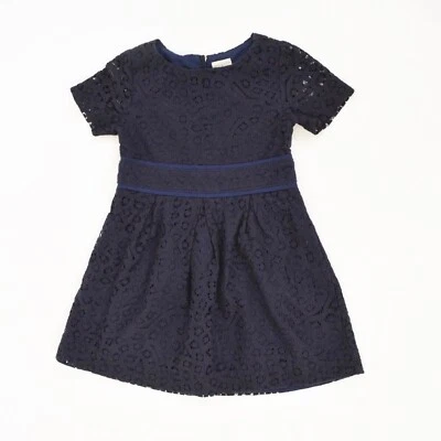Crewcuts J.Crew Girls Dress 3T Navy Blue Cotton Lace Short Sleeve Fit & Flare - Image 1 of 4