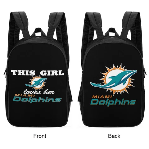 Miami Dolphins 2-sided Print Bag Travel Backpack Schoolbag Hiking Bag 17 " Cover