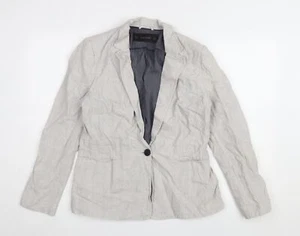 Zara Women's Grey Linen Blazer Size 14 Regular - Picture 1 of 12