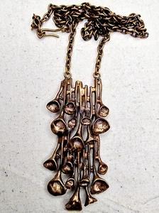 Hannu Ikonen Reindeer Moss Finland Bronze pendant necklace Vintage Nordic design - Picture 1 of 6