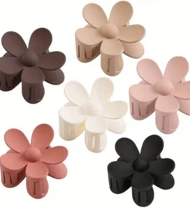 Hair Claw Clips, 6PCS Matte Flower Hair Clips, Large Claw Clips For Women Girls - Picture 1 of 9