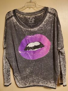 AUTHENTIC Chaser Lips Dolman Burnout Shirt S Small runs large
