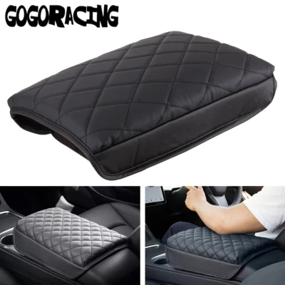 BLACK Car Armrest Cover For Tesla Model 3 Y PU Leather Center Console Cover - Imagem 1 de 4