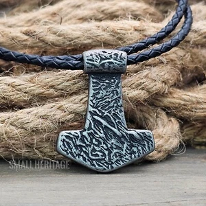 Wikinger Mjolnir Halskette Edelstahl Hammer Anhänger Thor nordisch Amulett Herren - Bild 1 von 4