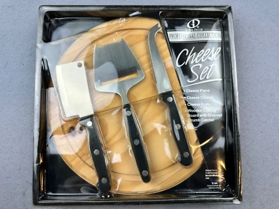 Juego de servir queso de colección Global Decor tabla redonda de madera 3 cuchillos para cortar Foto 1 de 3