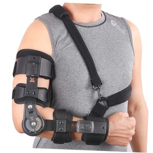 Hinged ROM Elbow Brace - Adjustable Post Op Elbow Brace Stabilizer Left Black - Picture 1 of 7